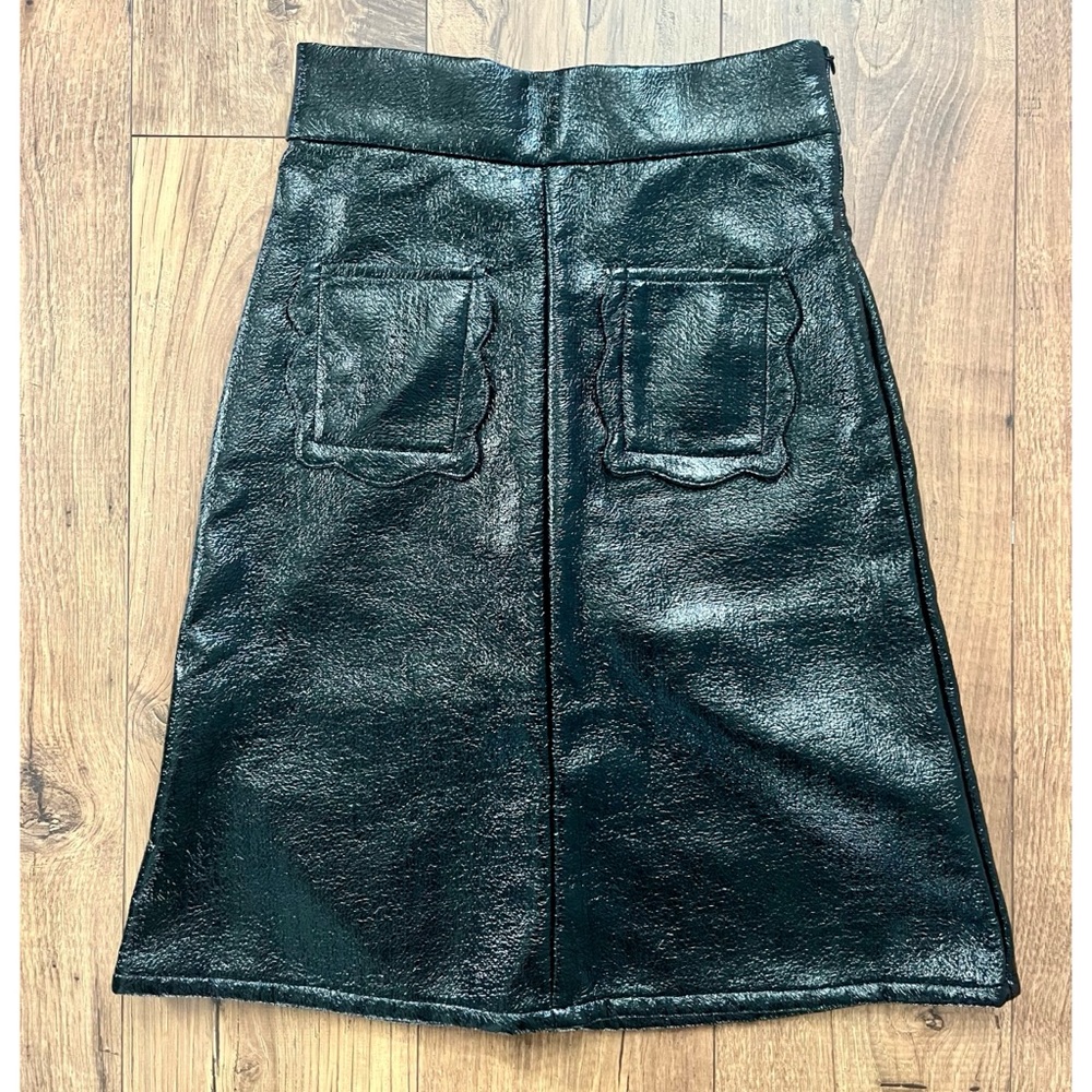 Never A Wallflower Black Patent Leather Skirt Size Small New Made in Los Angeles